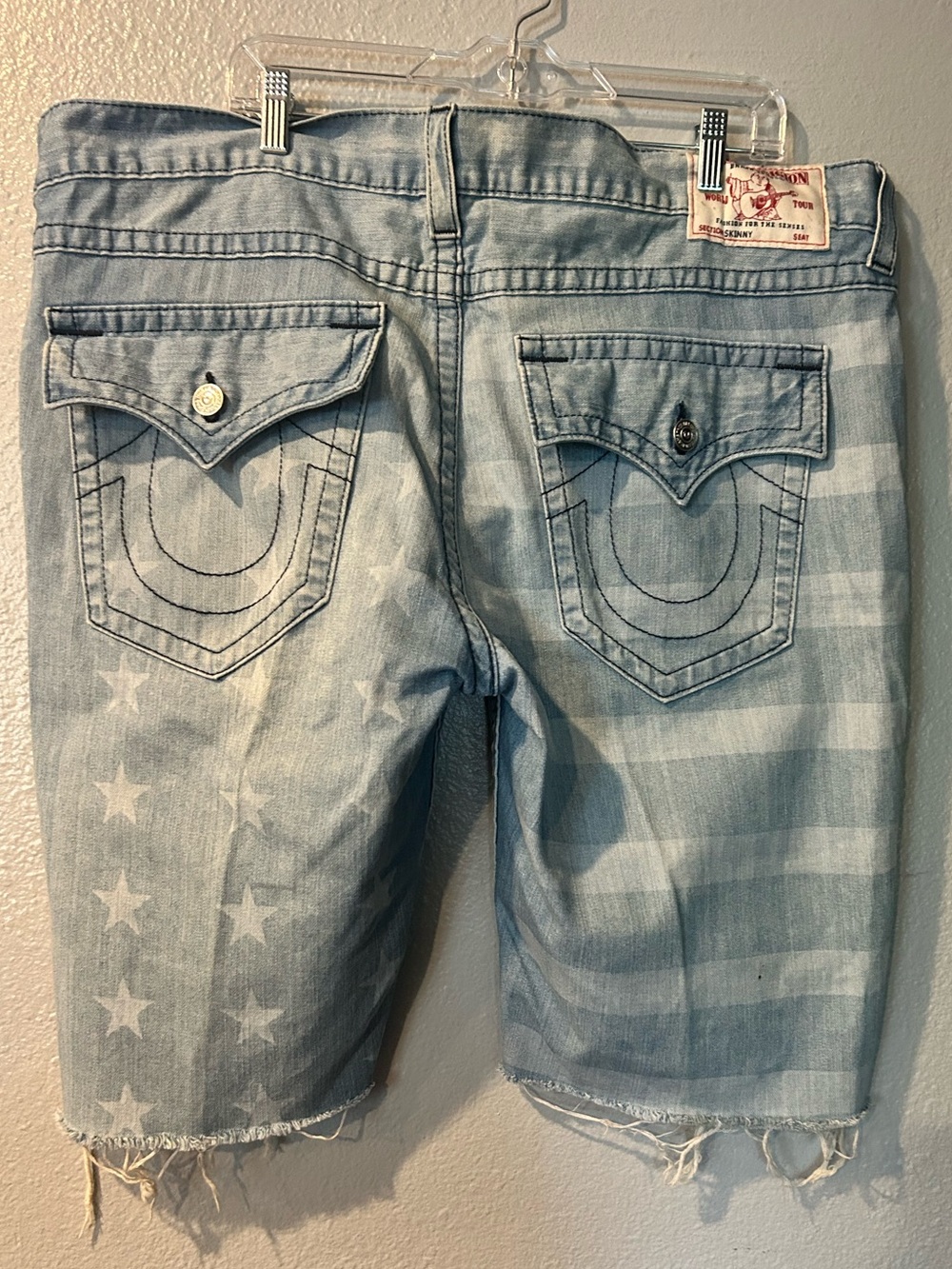 True Religion American Flag Split Cutoff Shorts Size 40 Fits 42 Y2K
